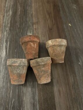 4 Old world Vintage Hand Thrown Terracotta Plant Pots 2.75"  Seedling Pots